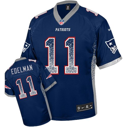Men's Elite Julian Edelman Nike Jersey Navy Blue - #11 Drift Fashion NFL New England Patriots